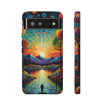 Beautiful Sunset Mountain Lake Painting Design Phone Case