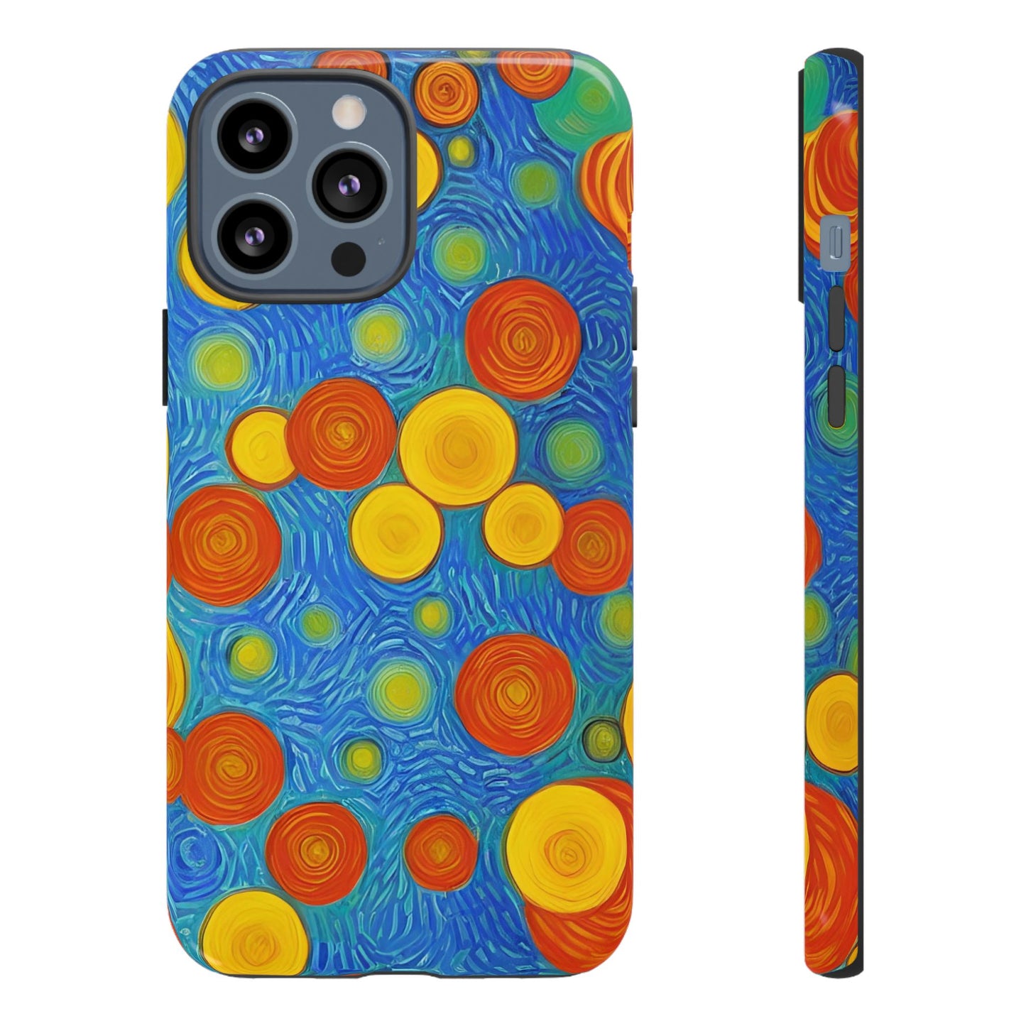 Van Gogh Inspired Blue Tough Case with Yellow and Orange Spirals Phone Case