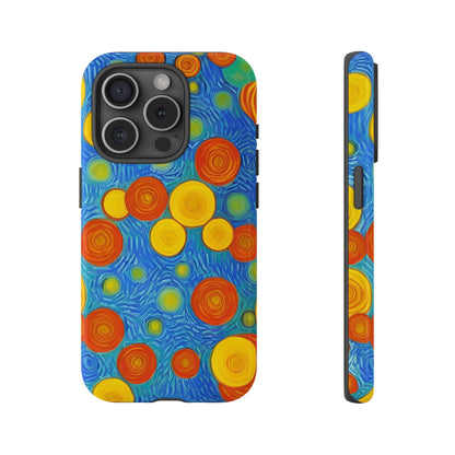 Van Gogh Inspired Blue Tough Case with Yellow and Orange Spirals Phone Case