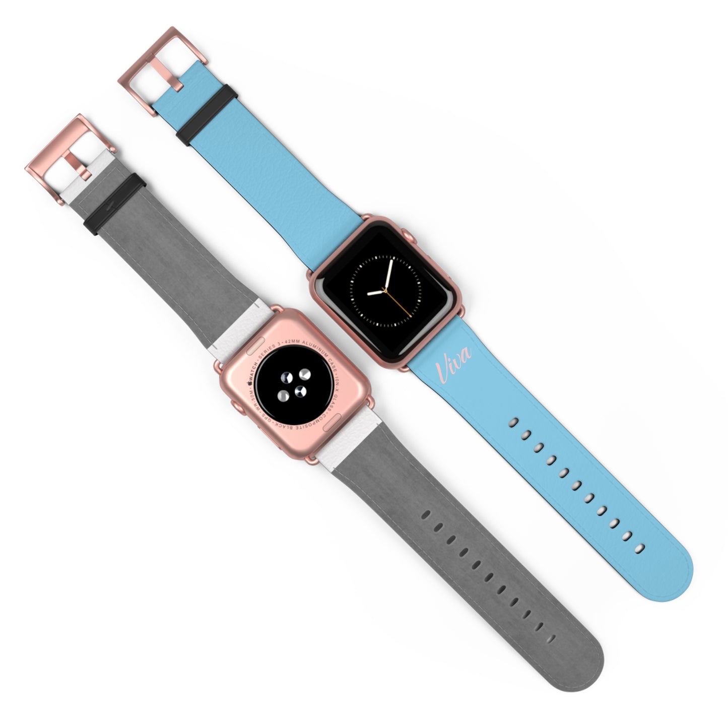 Sky Blue Faux Leather Apple Watch Band