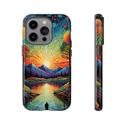 Beautiful Sunset Mountain Lake Painting Design Phone Case