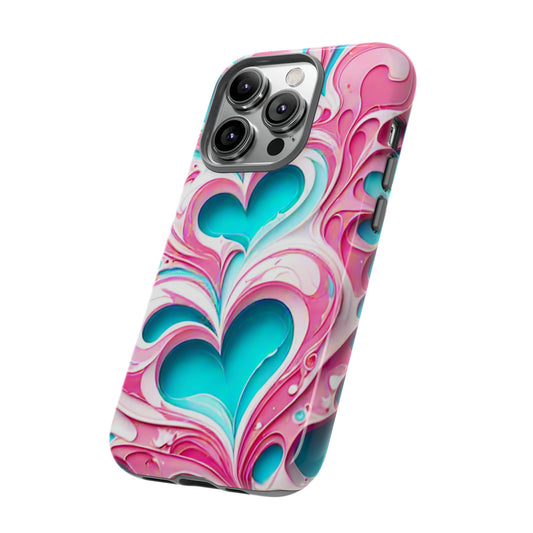 Abstract Fluid Hearts Tough Phone Case