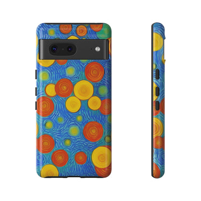 Van Gogh Inspired Blue Tough Case with Yellow and Orange Spirals Phone Case - Viva Phone Boutique 