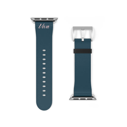 Elegant Blue Faux Leather Apple Watch Band - Viva Phone Boutique 