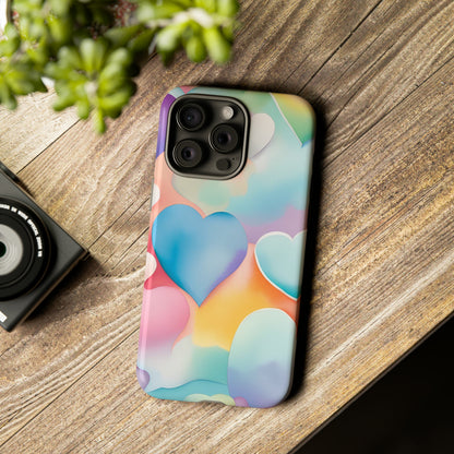 Watercolor Hearts Tough Phone Case