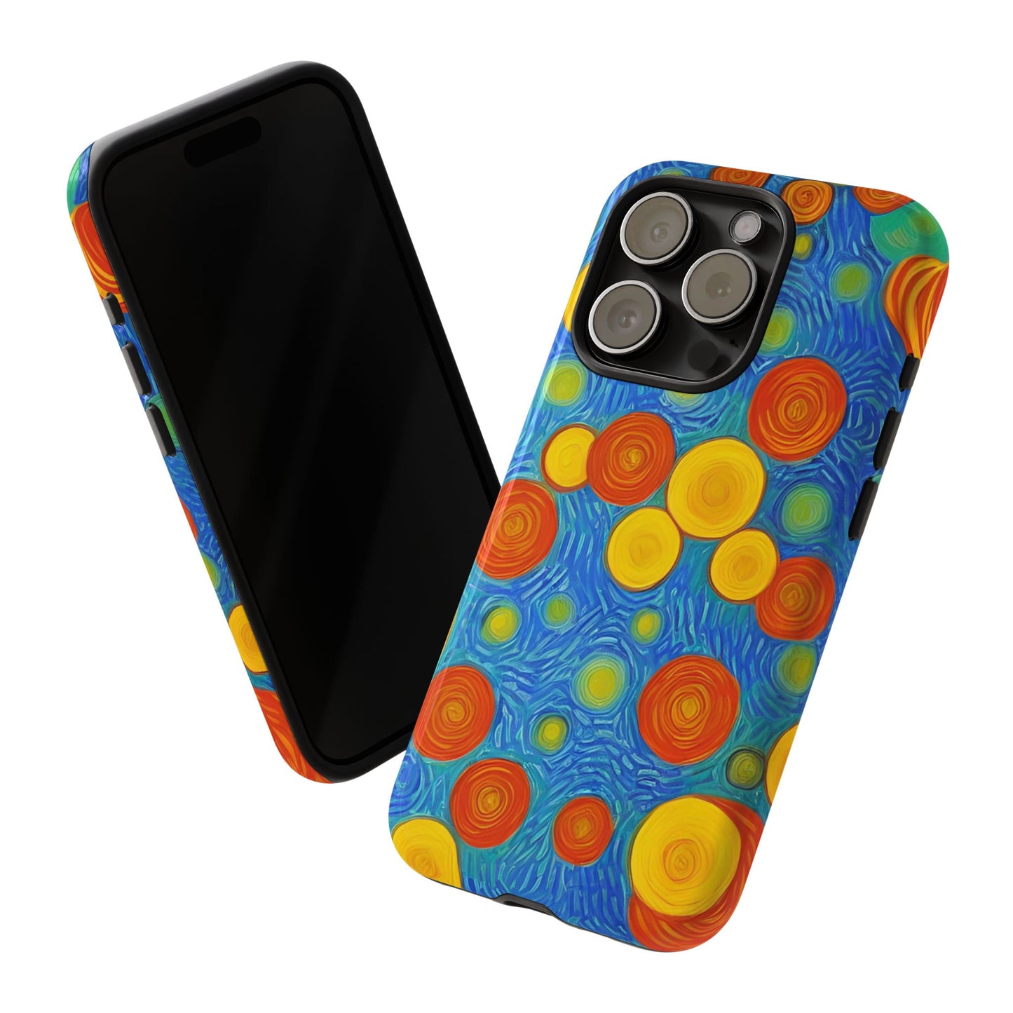 Van Gogh Inspired Blue Tough Case with Yellow and Orange Spirals Phone Case