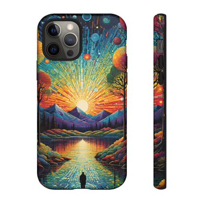 Beautiful Sunset Mountain Lake Painting Design Phone Case